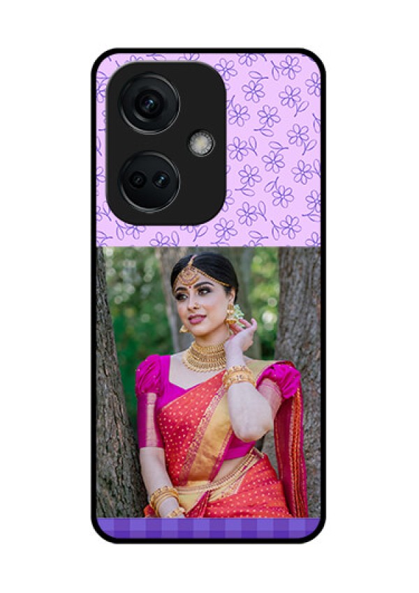 OnePlus Nord CE 3 5G Custom Glass Phone Case - Purple Floral Design