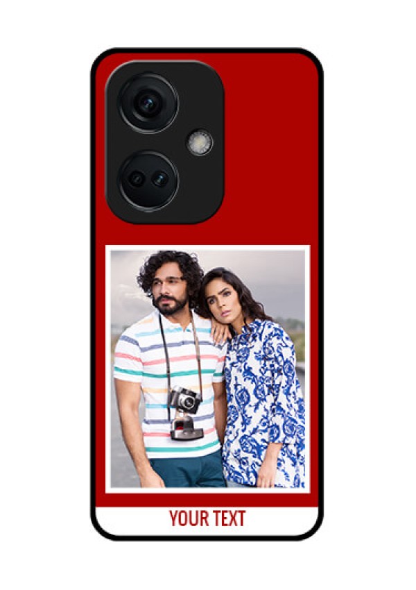 OnePlus Nord CE 3 5G Personalized Glass Phone Case - Simple Red Color Design