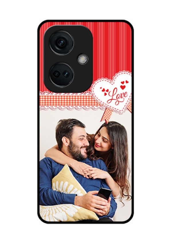 OnePlus Nord CE 3 5G Custom Glass Mobile Case - Red Love Pattern Design