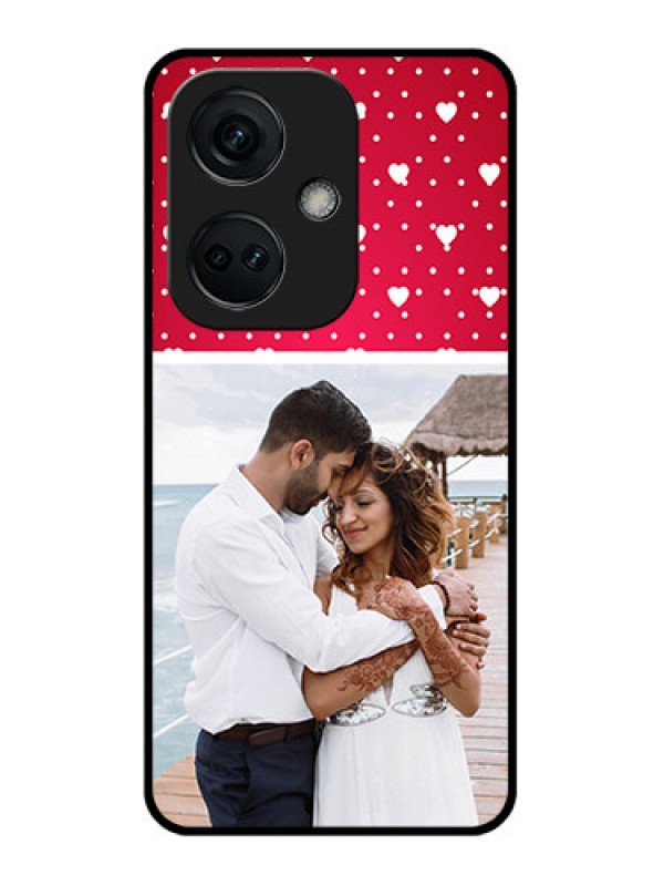 Custom OnePlus Nord CE 3 5G Photo Printing on Glass Case - Hearts Mobile Case Design