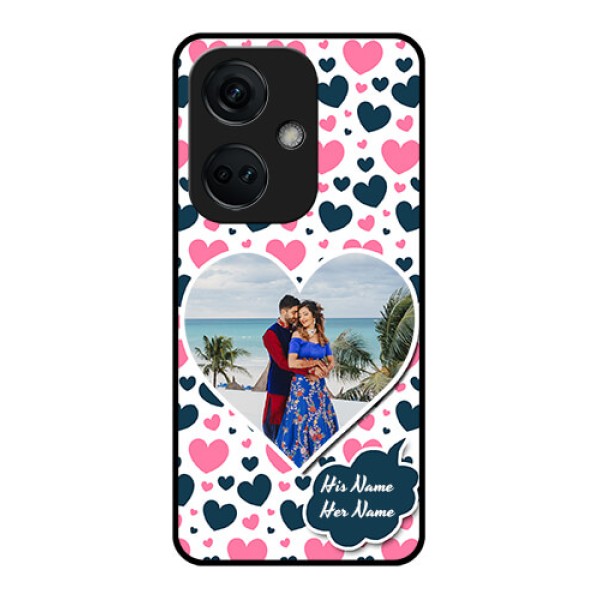 OnePlus Nord CE 3 5G Custom Glass Phone Case - Pink & Blue Heart Design OnePlus Nord CE 3 5G Custom Glass Phone Case - Pink & Blue Heart Design