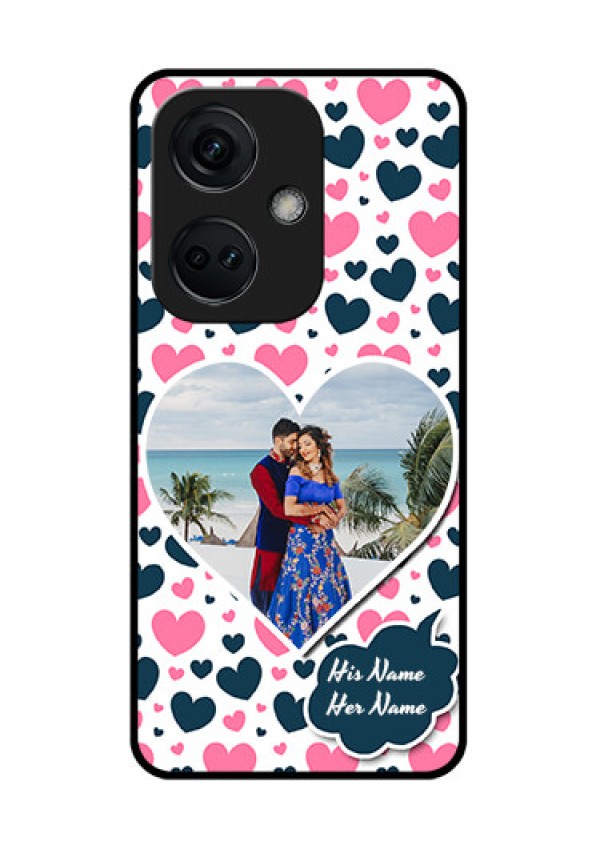 OnePlus Nord CE 3 5G Custom Glass Phone Case - Pink & Blue Heart Design
