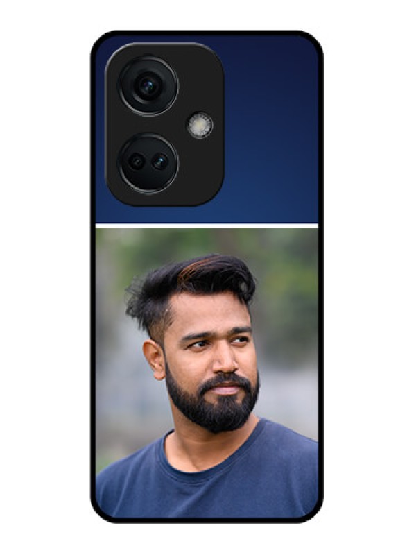 Custom OnePlus Nord CE 3 5G Personalized Glass Phone Case - Simple Royal Blue Design