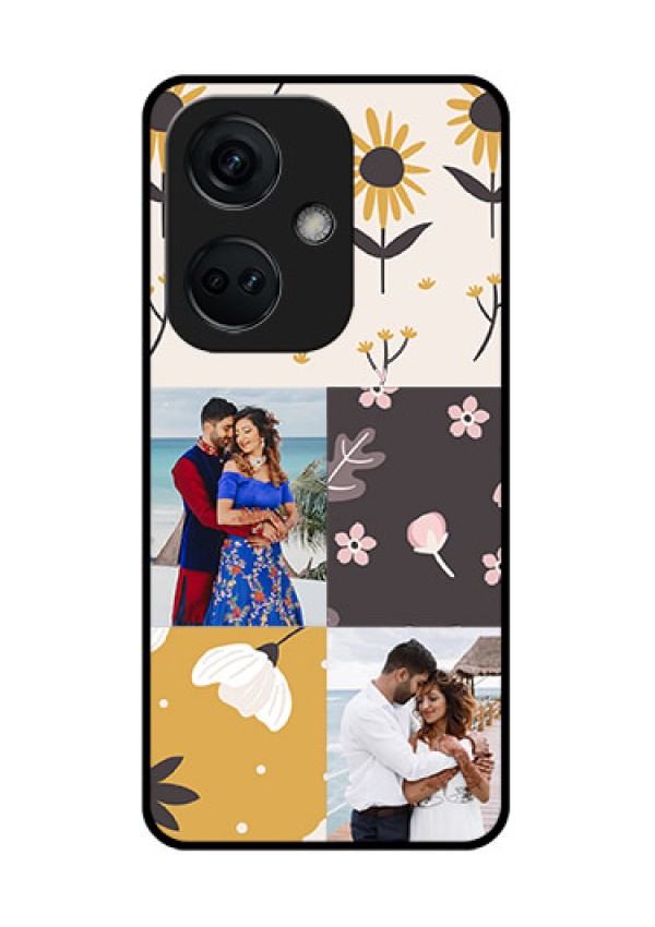 OnePlus Nord CE 3 5G Photo Printing on Glass Case - 3 Images with Floral Design