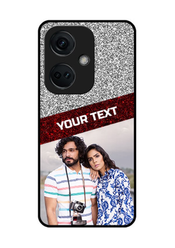 OnePlus Nord CE 3 5G Personalized Glass Phone Case - Image Holder with Glitter Strip Design