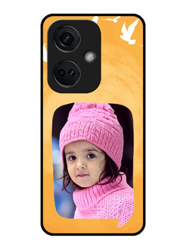 Custom OnePlus Nord CE 3 5G Personalized Glass Phone Case - Water Color Design with Bird Icons