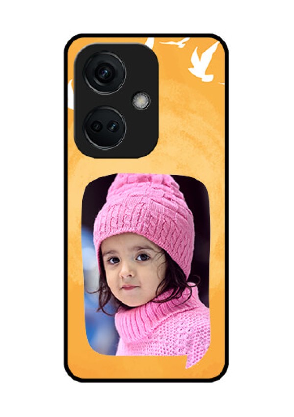 OnePlus Nord CE 3 5G Personalized Glass Phone Case - Water Color Design with Bird Icons