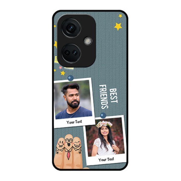OnePlus Nord CE 3 5G Personalized Glass Phone Case - Sticky Frames and Friendship Design OnePlus Nord CE 3 5G Personalized Glass Phone Case - Sticky Frames and Friendship Design