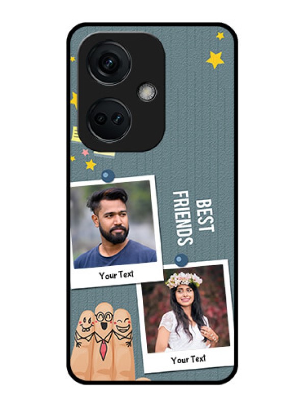 Custom OnePlus Nord CE 3 5G Personalized Glass Phone Case - Sticky Frames and Friendship Design
