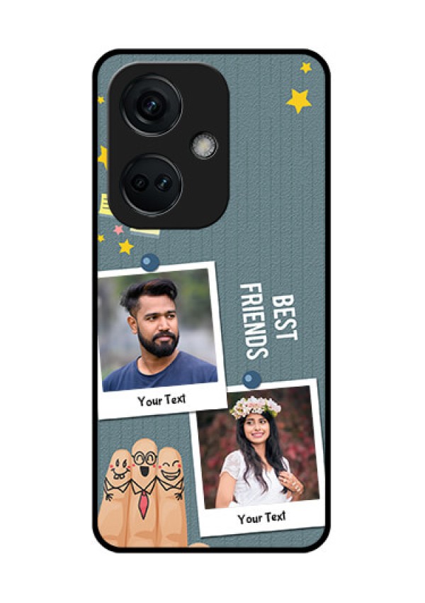 OnePlus Nord CE 3 5G Personalized Glass Phone Case - Sticky Frames and Friendship Design