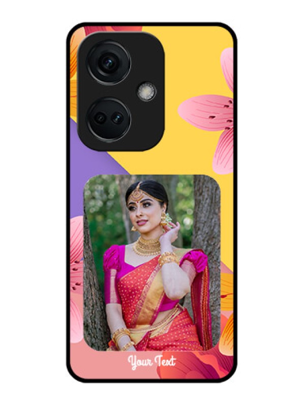 Custom OnePlus Nord CE 3 5G Custom Glass Mobile Case - 3 Image With Vintage Floral Design