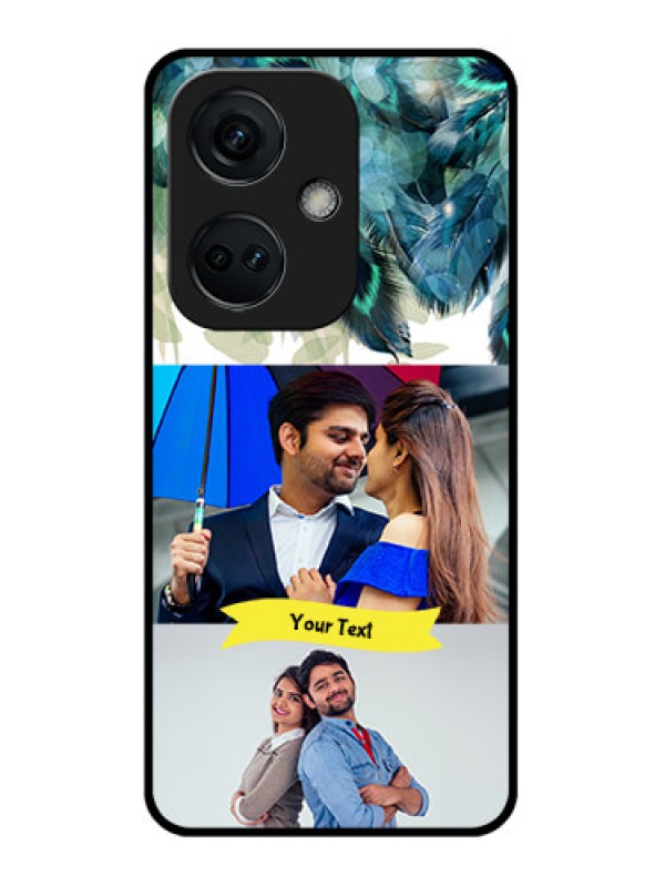 Custom OnePlus Nord CE 3 5G Personalized Glass Phone Case - Image with Boho Peacock Feather Design