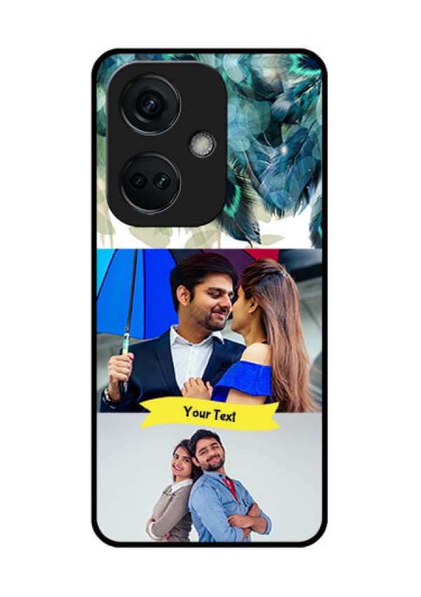 OnePlus Nord CE 3 5G Personalized Glass Phone Case - Image with Boho Peacock Feather Design