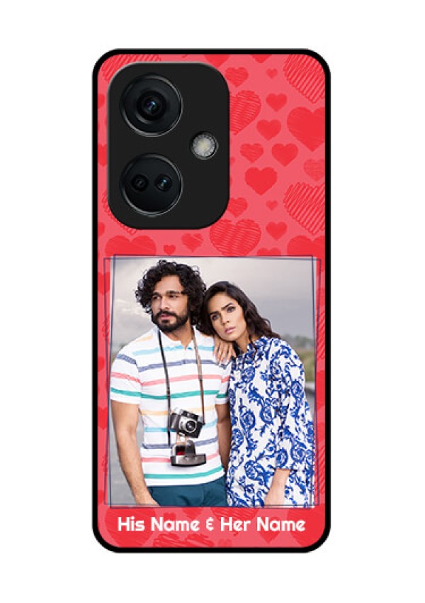 OnePlus Nord CE 3 5G Photo Printing on Glass Case - with Red Heart Symbols Design