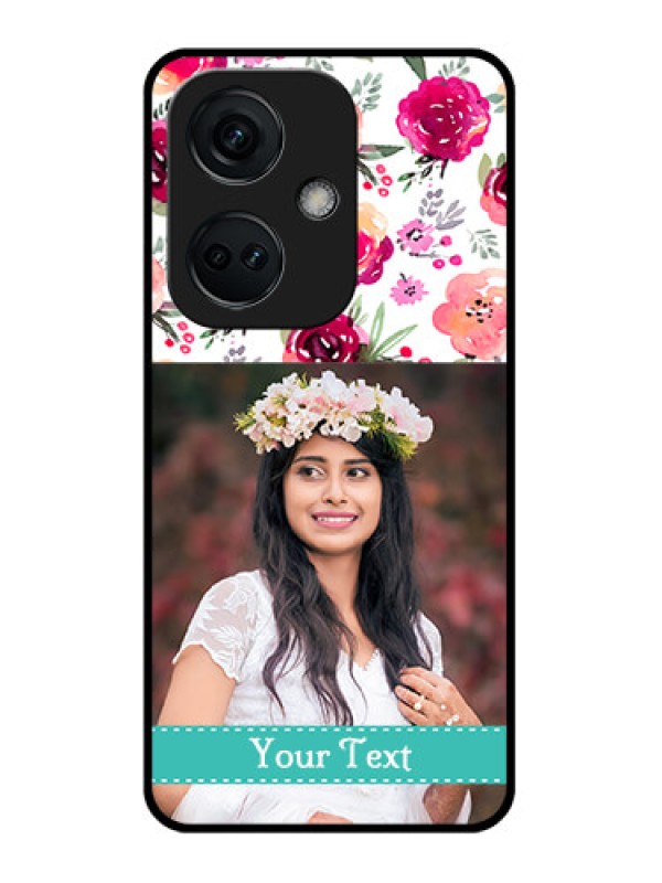 Custom OnePlus Nord CE 3 5G Custom Glass Phone Case - Watercolor Floral Design
