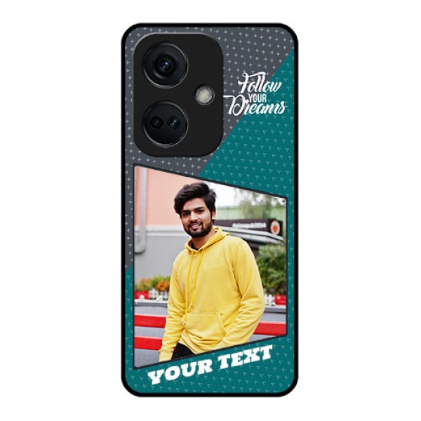 OnePlus Nord CE 3 5G Personalized Glass Phone Case - Background Pattern Design with Quote