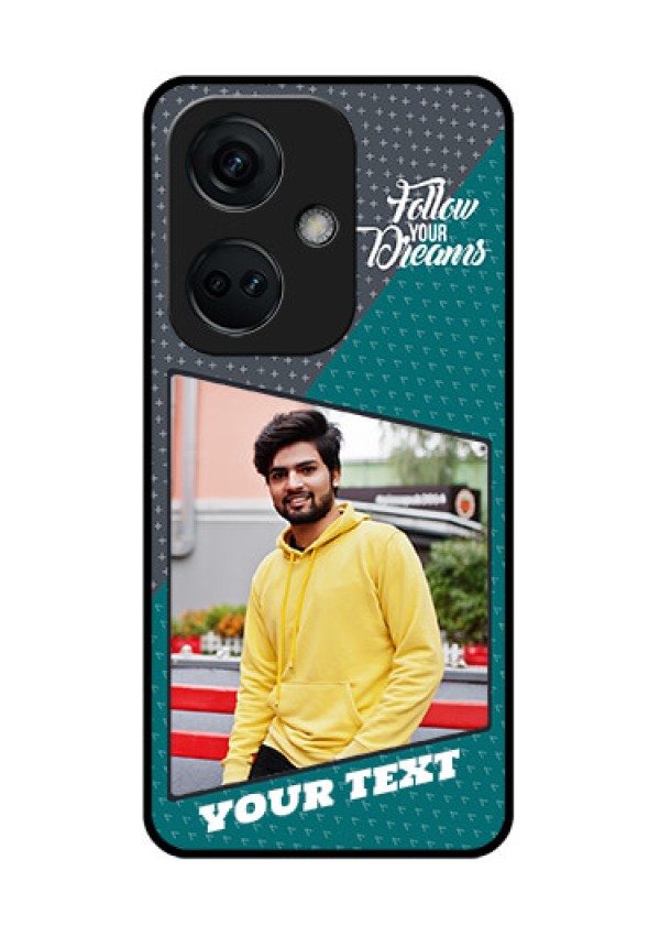 OnePlus Nord CE 3 5G Personalized Glass Phone Case - Background Pattern Design with Quote