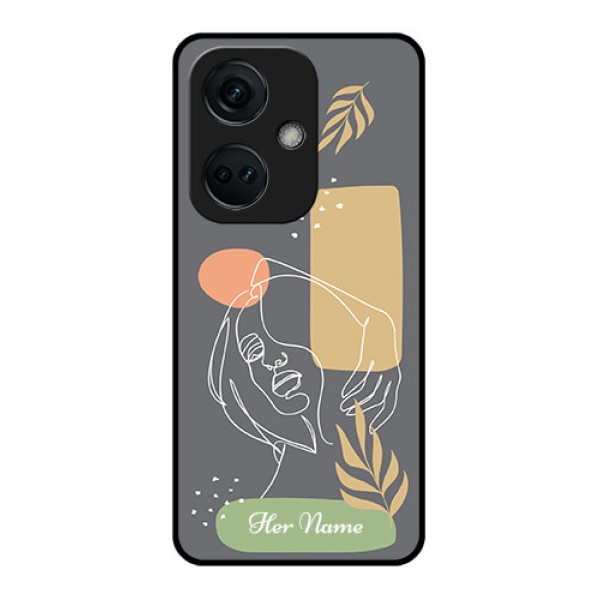 OnePlus Nord CE 3 5G Custom Glass Phone Case - Gazing Woman line art Design OnePlus Nord CE 3 5G Custom Glass Phone Case - Gazing Woman line art Design