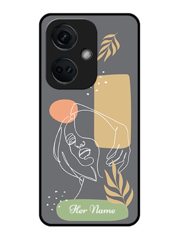 Custom OnePlus Nord CE 3 5G Custom Glass Phone Case - Gazing Woman line art Design