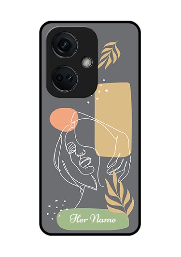 OnePlus Nord CE 3 5G Custom Glass Phone Case - Gazing Woman line art Design