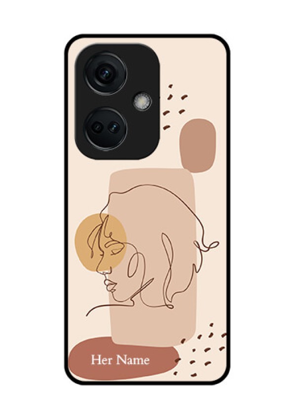 OnePlus Nord CE 3 5G Photo Printing on Glass Case - Calm Woman line art Design