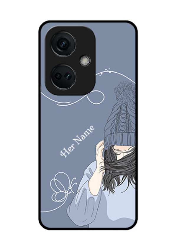 OnePlus Nord CE 3 5G Custom Glass Mobile Case - Girl in winter outfit Design