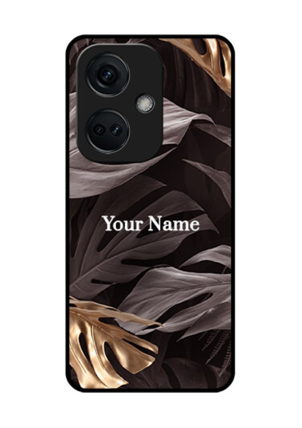 OnePlus Nord CE 3 5G Personalised Glass Phone Case - Wild Leaves digital paint Design