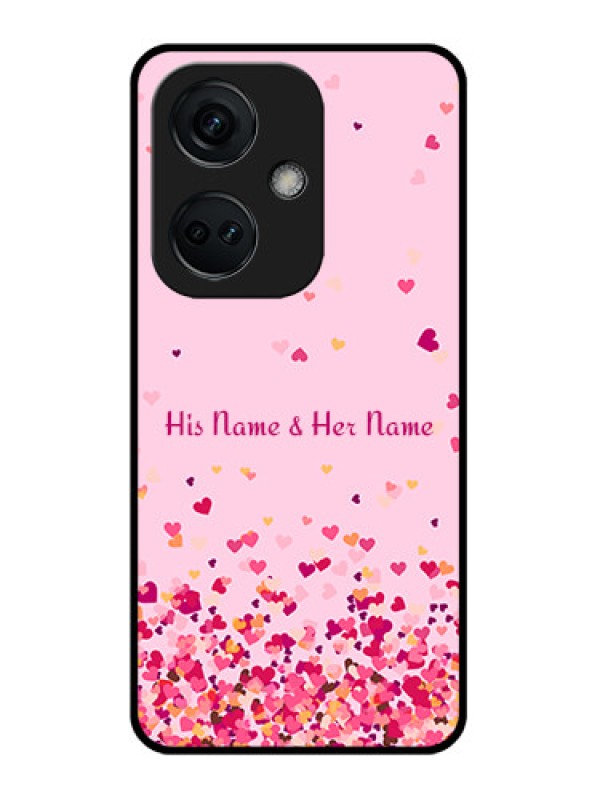 Custom OnePlus Nord CE 3 5G Photo Printing on Glass Case - Floating Hearts Design