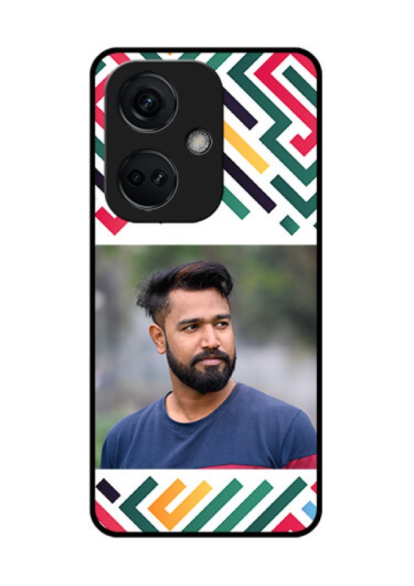 OnePlus Nord CE 3 5G Personalized Glass Phone Case - Colorful Maze Pattern Design