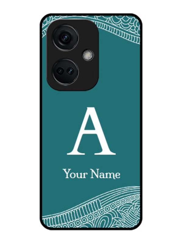 Custom OnePlus Nord CE 3 5G Personalized Glass Phone Case - line art pattern with custom name Design