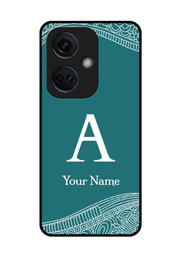 OnePlus Nord CE 3 5G Personalized Glass Phone Case - line art pattern with custom name Design