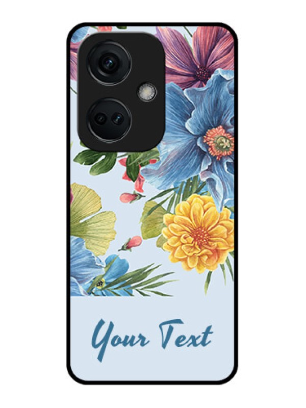 Custom OnePlus Nord CE 3 5G Custom Glass Mobile Case - Stunning Watercolored Flowers Painting Design