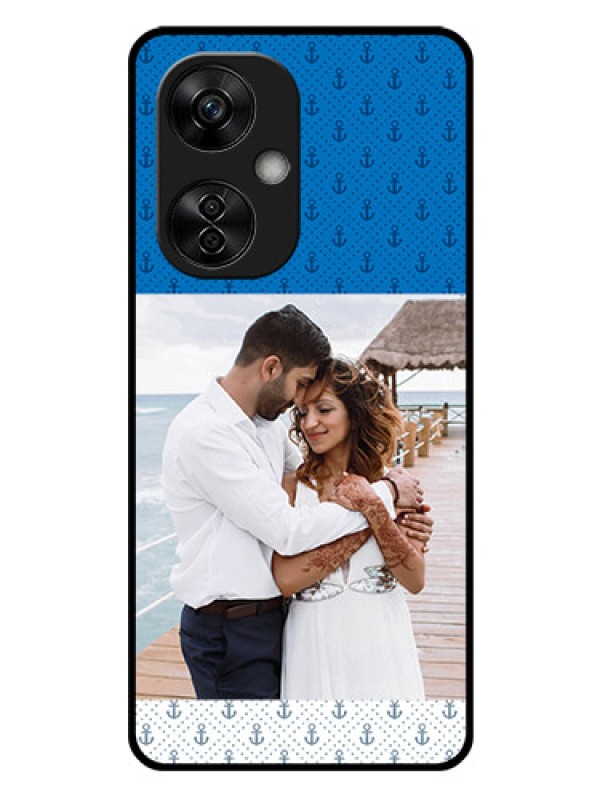 Custom OnePlus Nord CE 3 Lite 5G Photo Printing on Glass Case - Blue Anchors Design