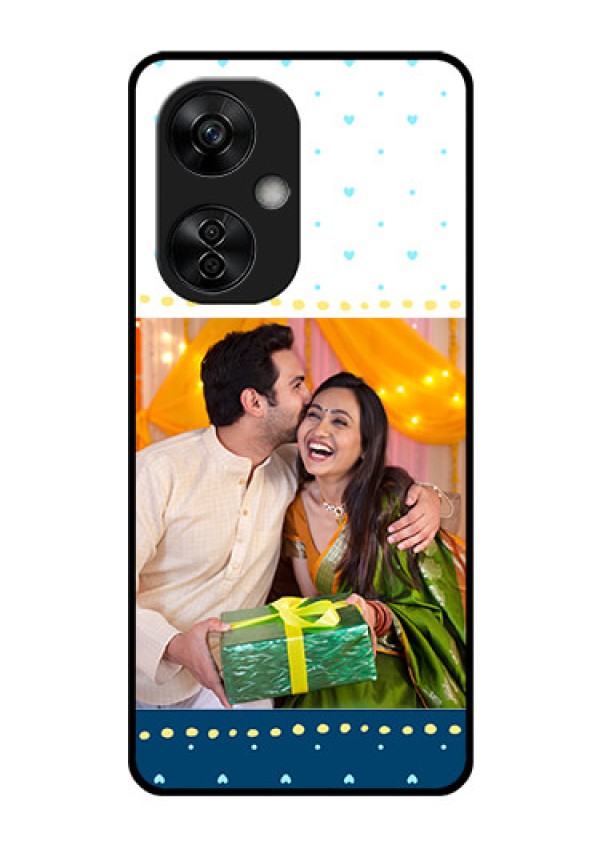 OnePlus Nord CE 3 Lite 5G Personalized Glass Phone Case - White and Blue Abstract Design