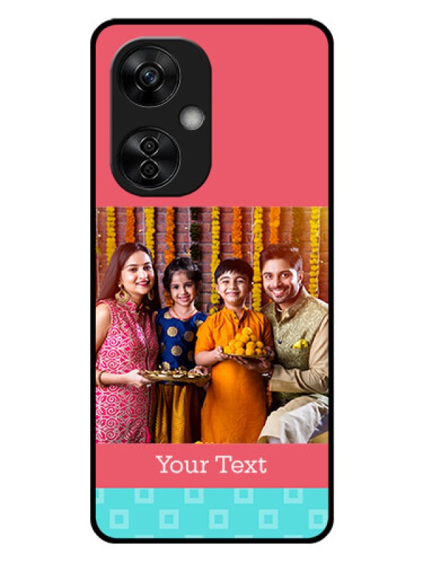 Custom OnePlus Nord CE 3 Lite 5G Personalized Glass Phone Case - Peach & Blue Color Design