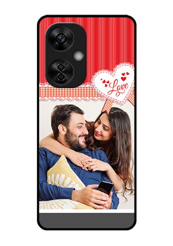 OnePlus Nord CE 3 Lite 5G Custom Glass Mobile Case - Red Love Pattern Design