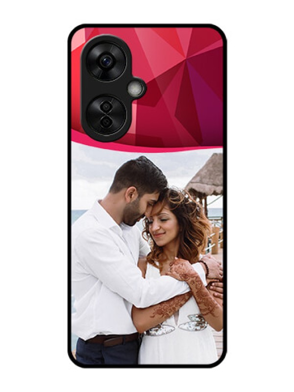 Custom OnePlus Nord CE 3 Lite 5G Custom Glass Mobile Case - Red Abstract Design