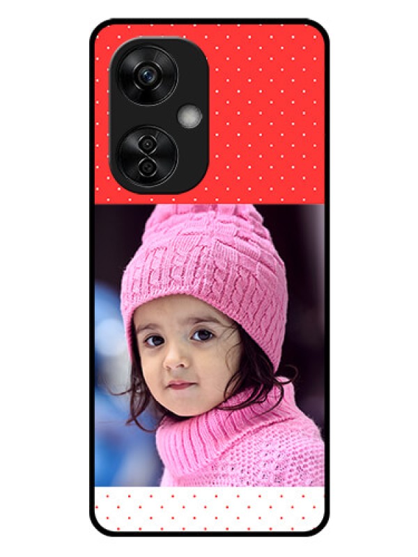 Custom OnePlus Nord CE 3 Lite 5G Photo Printing on Glass Case - Red Pattern Design