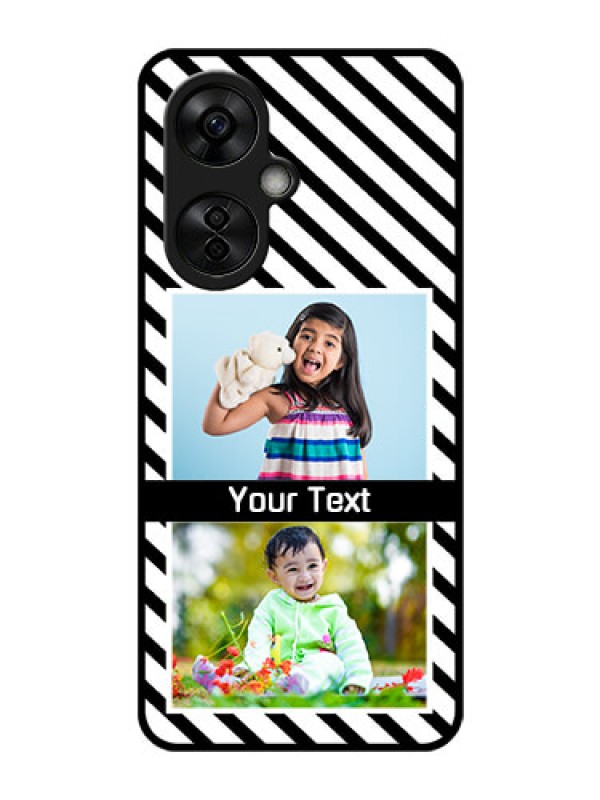 Custom OnePlus Nord CE 3 Lite 5G Photo Printing on Glass Case - Black And White Stripes Design