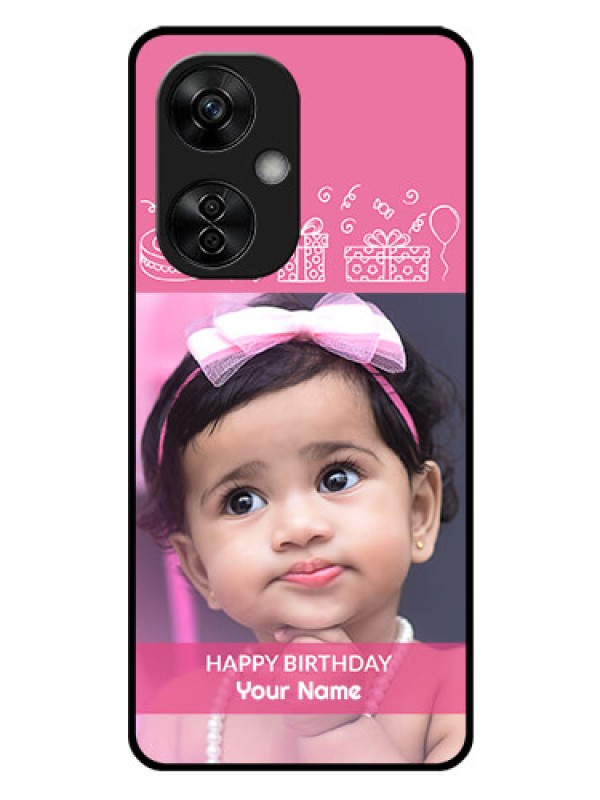 Custom OnePlus Nord CE 3 Lite 5G Photo Printing on Glass Case - with Birthday Line Art Design