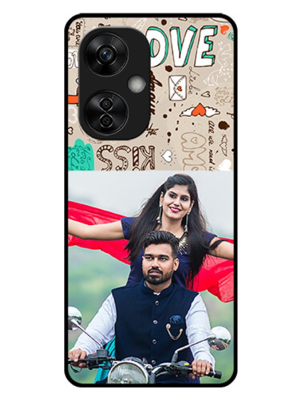 Custom OnePlus Nord CE 3 Lite 5G Custom Glass Phone Case - Love Doodle Pattern