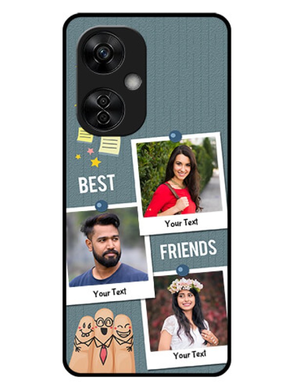 Custom OnePlus Nord CE 3 Lite 5G Personalized Glass Phone Case - Sticky Frames and Friendship Design