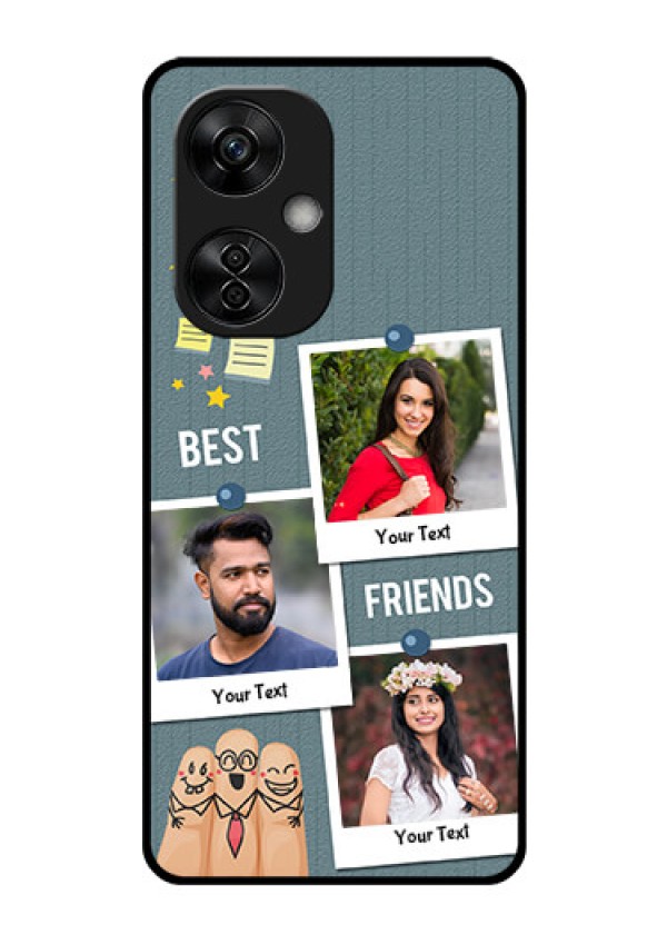 OnePlus Nord CE 3 Lite 5G Personalized Glass Phone Case - Sticky Frames and Friendship Design