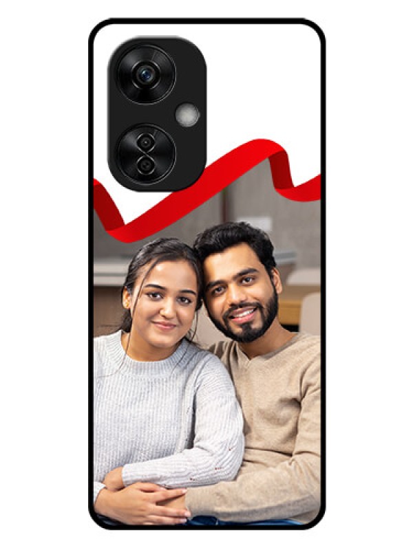 Custom OnePlus Nord CE 3 Lite 5G Photo Printing on Glass Case - Red Ribbon Frame Design