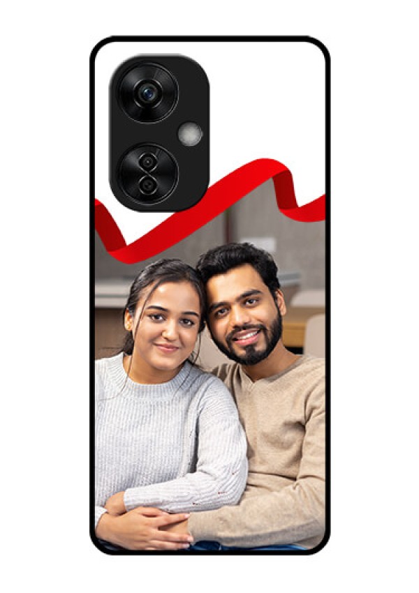 OnePlus Nord CE 3 Lite 5G Photo Printing on Glass Case - Red Ribbon Frame Design