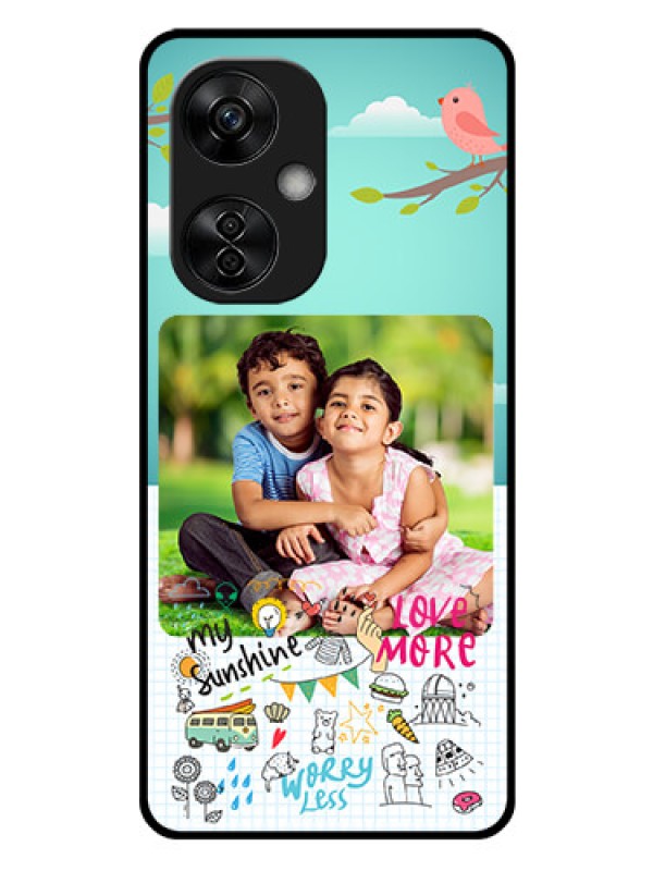 Custom OnePlus Nord CE 3 Lite 5G Photo Printing on Glass Case - Doodle love Design