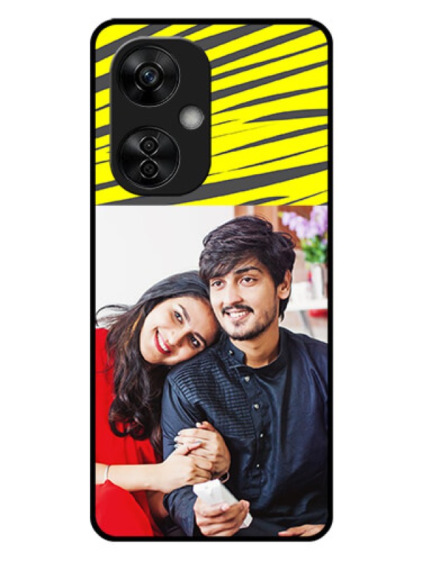 Custom OnePlus Nord CE 3 Lite 5G Photo Printing on Glass Case - Yellow Abstract Design