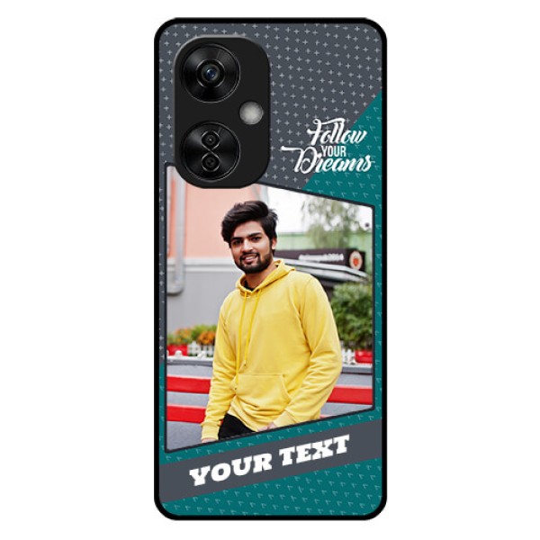 OnePlus Nord CE 3 Lite 5G Personalized Glass Phone Case - Background Pattern Design with Quote