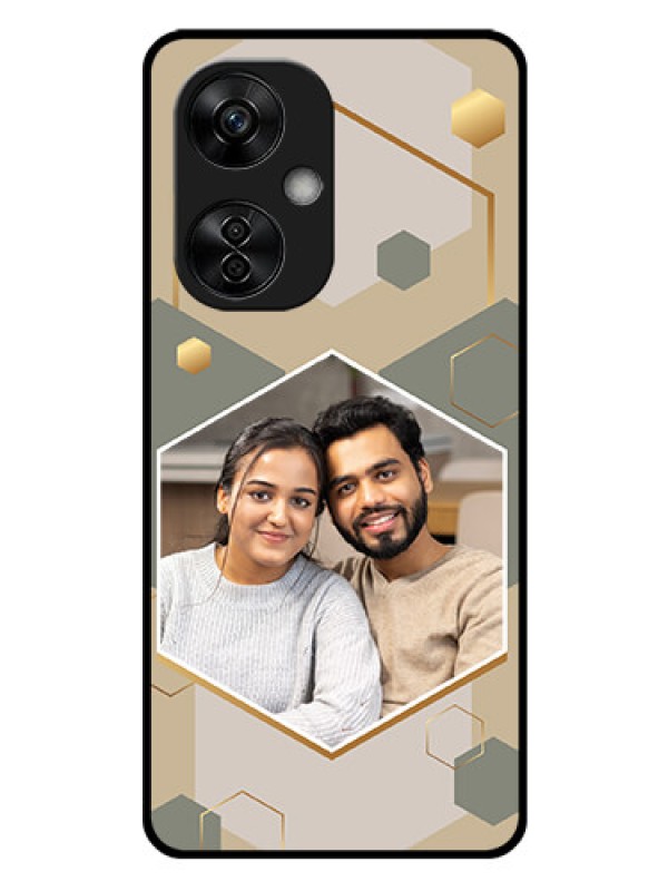 Custom OnePlus Nord CE 3 Lite 5G Photo Printing on Glass Case - Stylish Hexagon Pattern Design