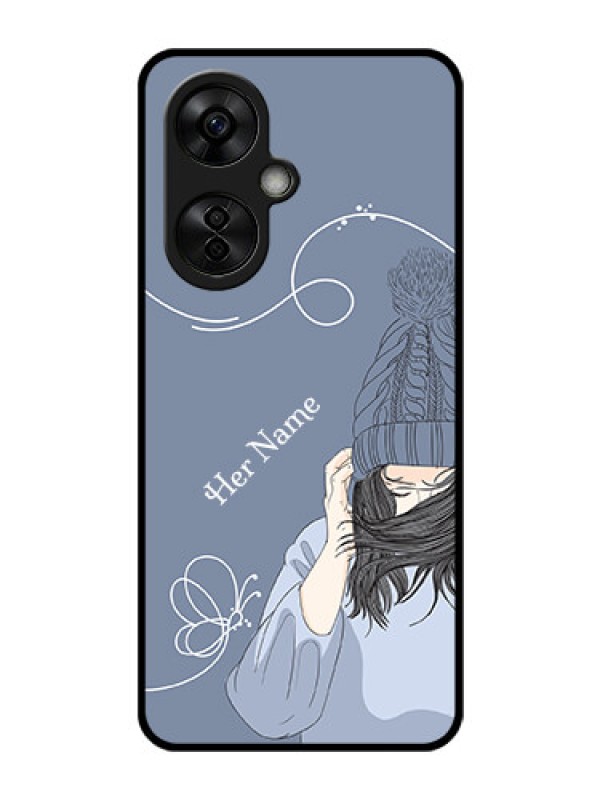Custom OnePlus Nord CE 3 Lite 5G Custom Glass Mobile Case - Girl in winter outfit Design